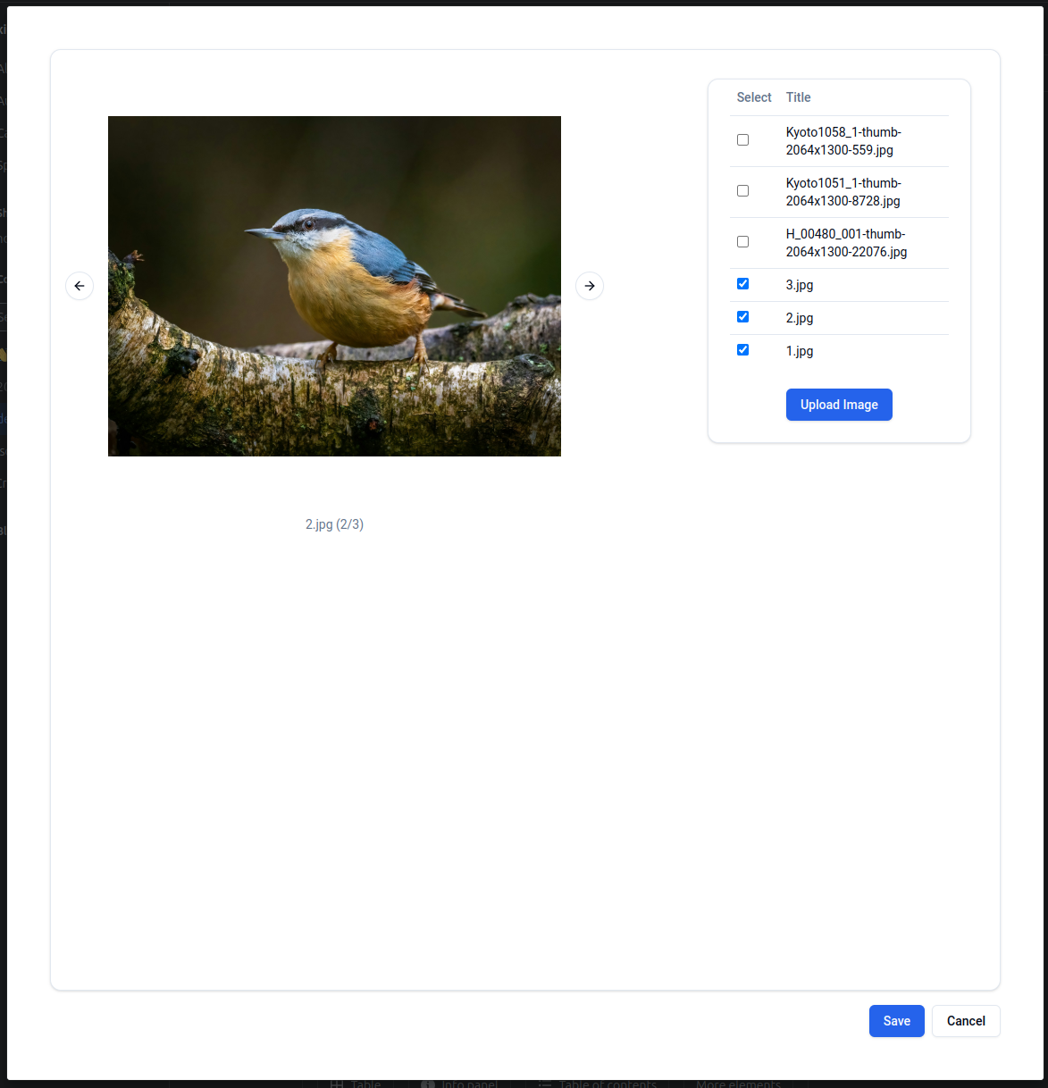 Complete image selection for carousel
