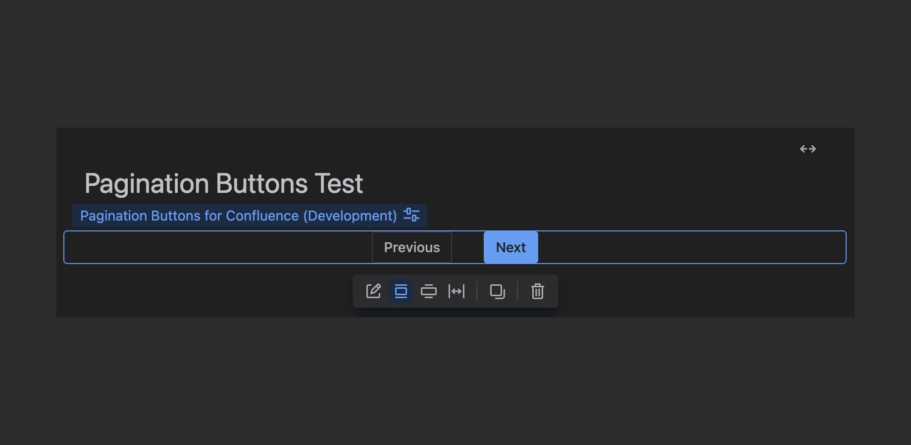 Default pagination buttons on a Confluence page